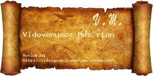 Vidovenyecz Márton névjegykártya