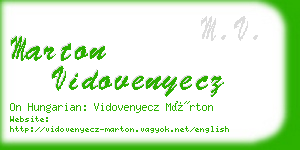 marton vidovenyecz business card